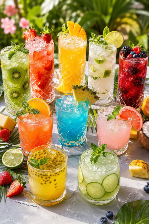 10 refreshing summer mocktails served in colorful glasses
