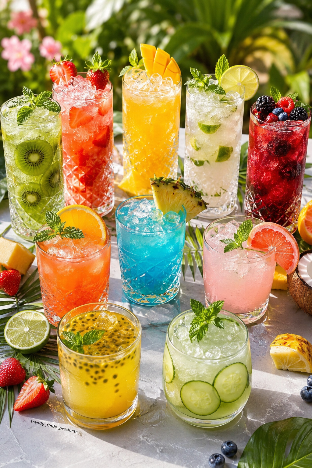 10 refreshing summer mocktails served in colorful glasses
