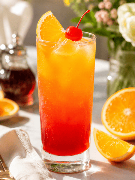 Easy Citrus Sunrise Mocktail with orange and lemon