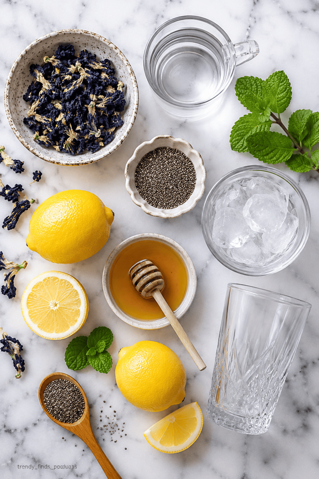 Ingredients for Magic Color Changing Chia Drink