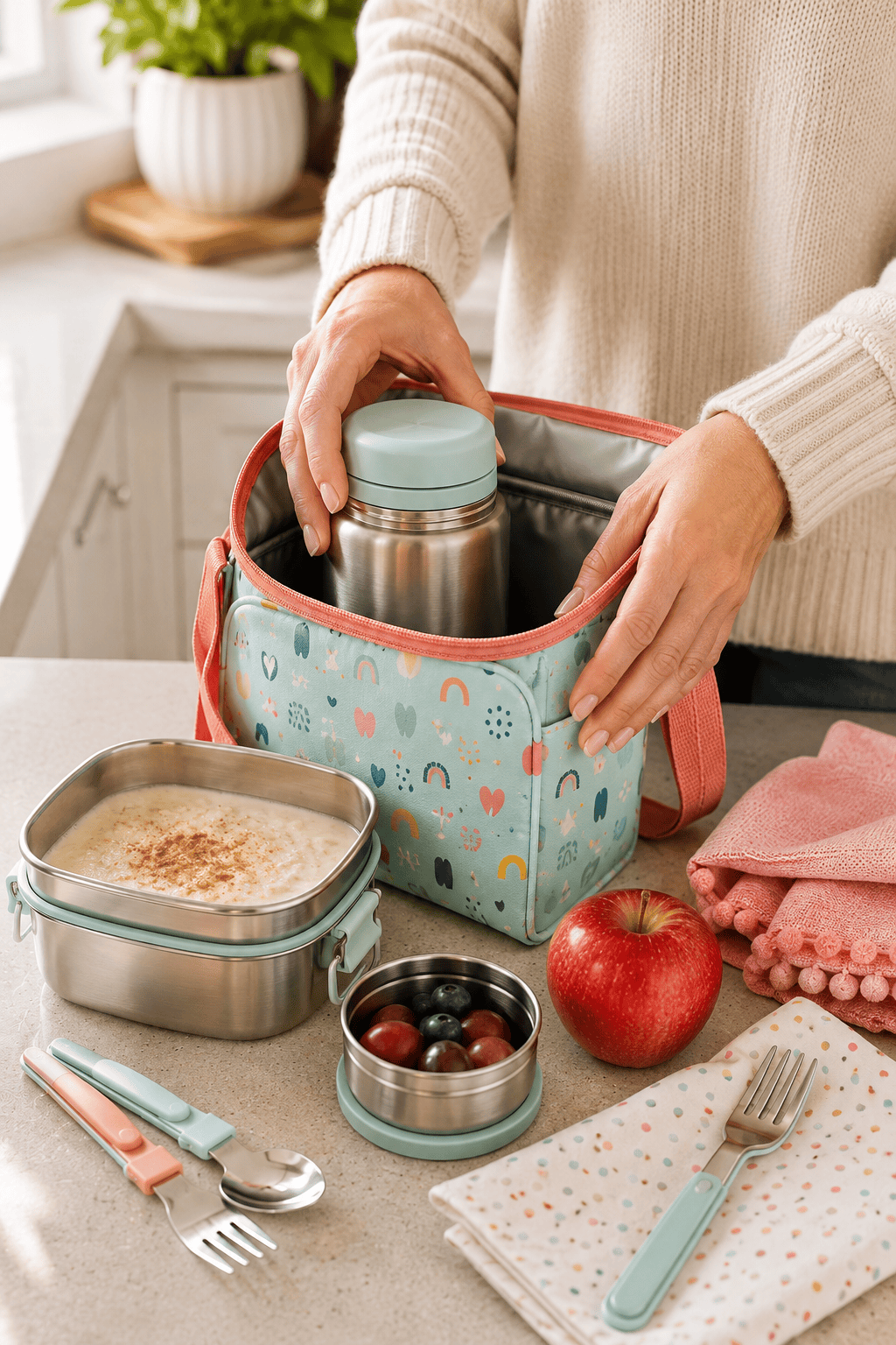 Packing homemade warm drinks in leak-proof thermoses